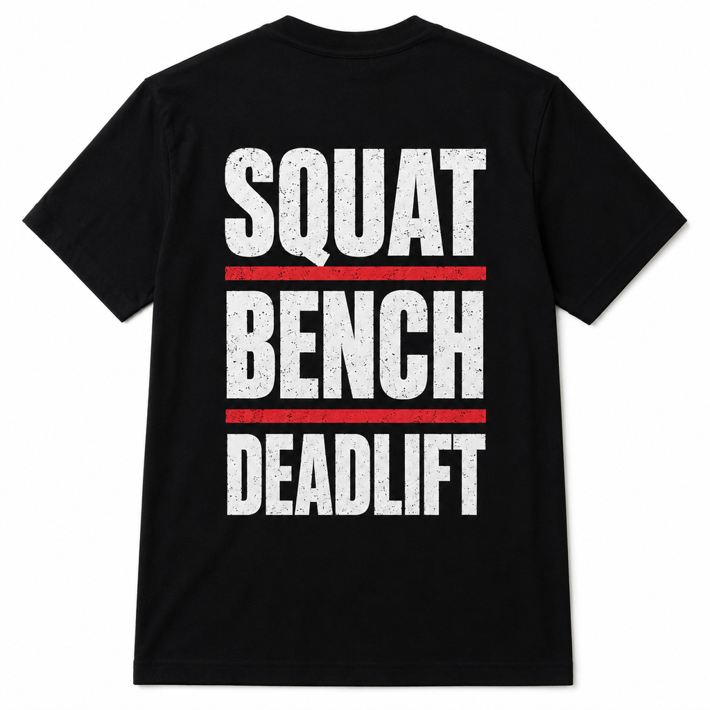 BUP Powerlifting Tee – Squat Bench Deadlift | Black