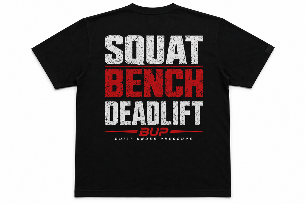 BUP Powerlifting Tee – Squat Bench Deadlift | Black