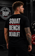 BUP Powerlifting Tee – Squat Bench Deadlift | Black